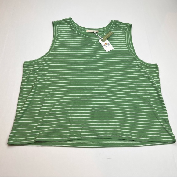 Marine Layer‎ Womens Size XL Green White Lydia Textured Stripe Tank *FLAWED NEW - Picture 1 of 10